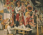 Walter Womacka bei den Arbeiten am Mosaik für das Haus des Lehrers (1962)