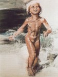 Walter Womacka "Badendes Kind" (1980,Öl)